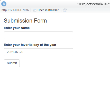 Screenshot of the inputs with a conditional panel