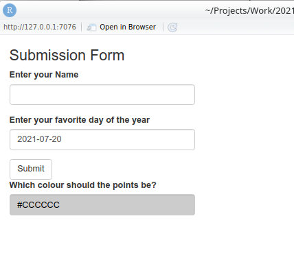 Screenshot of the inputs without a conditional panel
